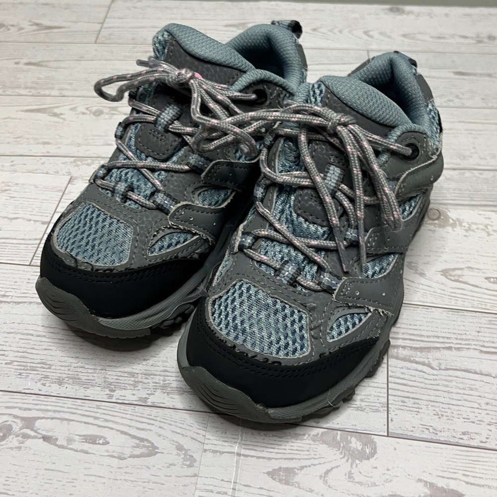 Merrell Kids Grey Blue Waterproof Hiking Shoes Low Top Trail Sneakers Size 11.5M